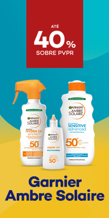 Protetores solares da marca Garnier Ambre Solaire com até 40% de desconto sobre preço de Venda ao Público Recomendado